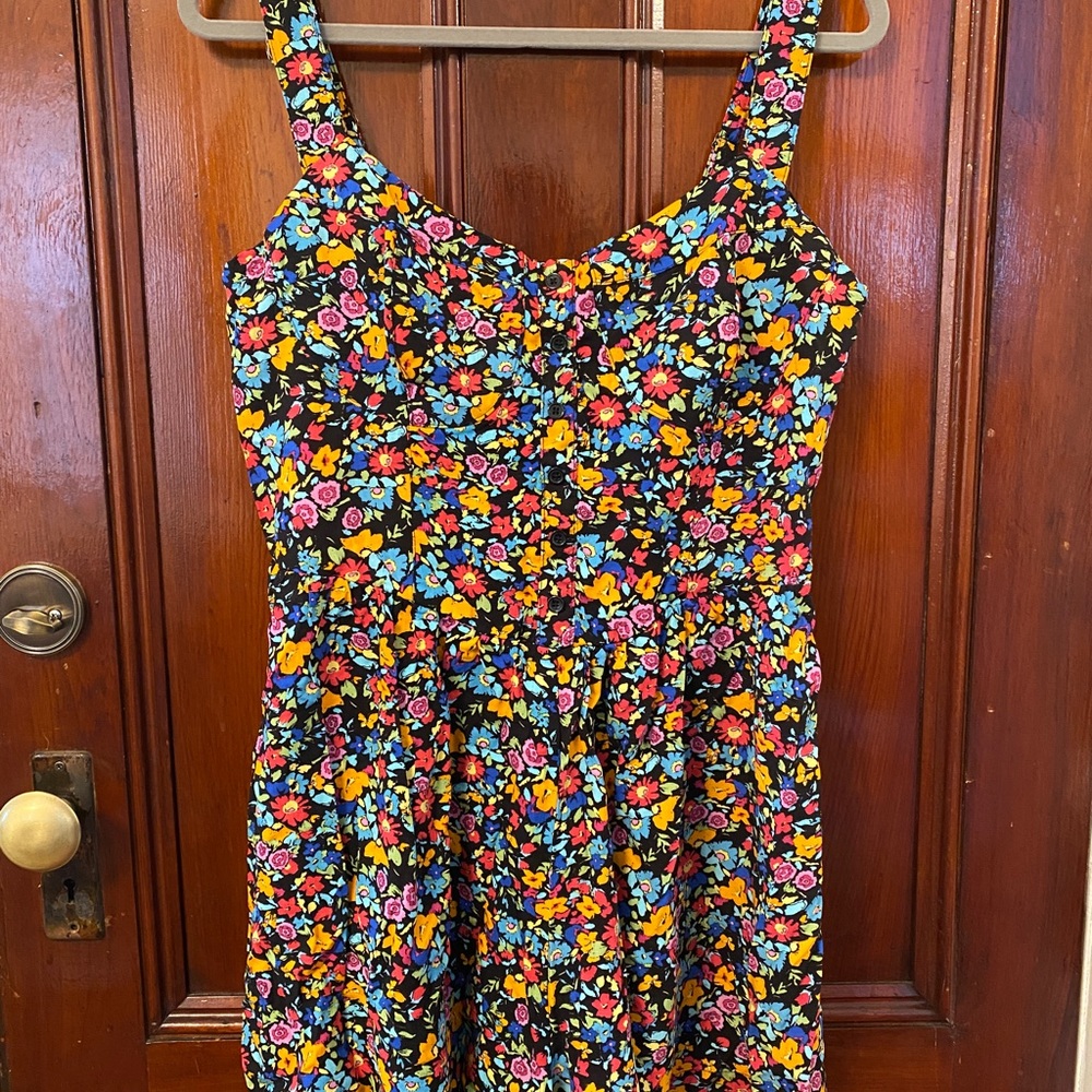 Wild Fable Black Floral Print Sleeveless Button Front Romper- Women’s Size Large